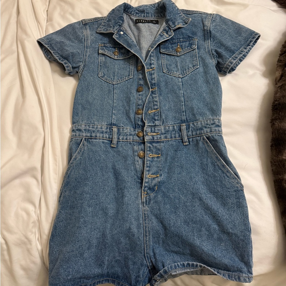 Lioness Blue Denim Jumpsuit